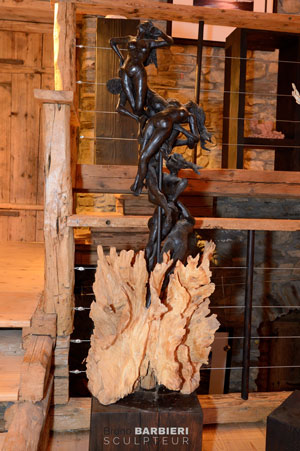 Les Damnés : sculpture bois et bronze, 2013